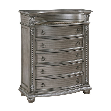 Bennington Gray Upholstered Sleigh Bedroom Set by Homelegance at Eve Furniture