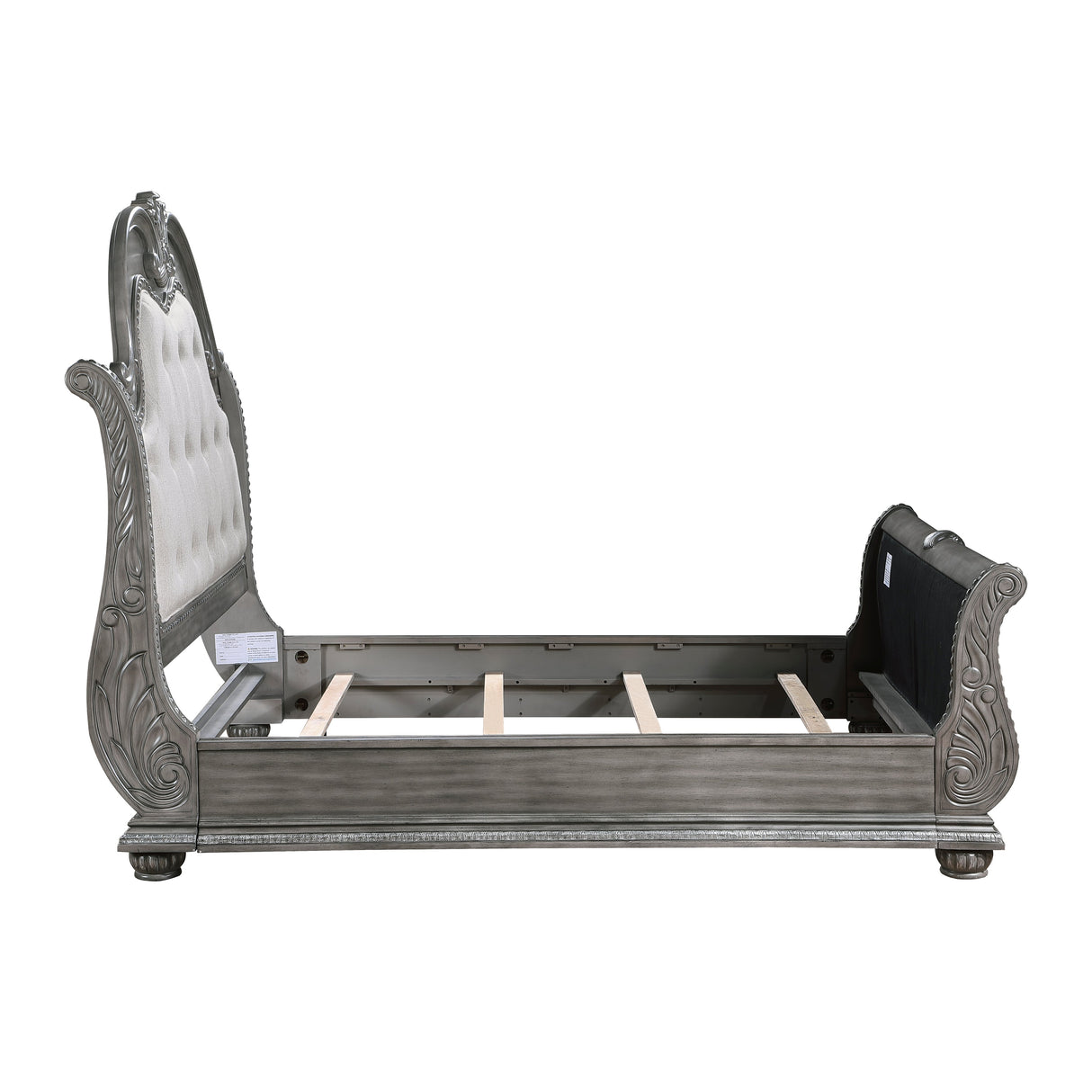 Bennington Gray Upholstered Sleigh Bedroom Set by Homelegance at Eve Furniture
