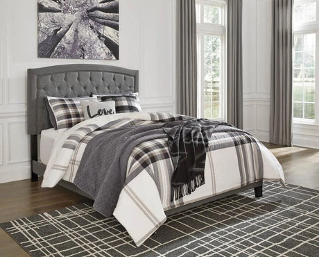Benno Gray Tufted King Platform Bed by Happy Homes at Eve Furniture