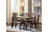 Bennox Brown Dining Table and 4 Chairs and Bench by Ashley at Eve Furniture