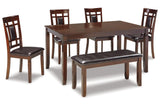Bennox Brown Dining Table and 4 Chairs and Bench by Ashley at Eve Furniture