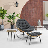 Benson 3-Piece Patio Rocking Chair with Ottoman and Table in Grey by Manhattan Comfort at Eve Furniture
