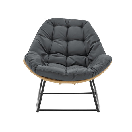 Benson 3-Piece Patio Rocking Chair with Ottoman and Table in Grey by Manhattan Comfort at Eve Furniture