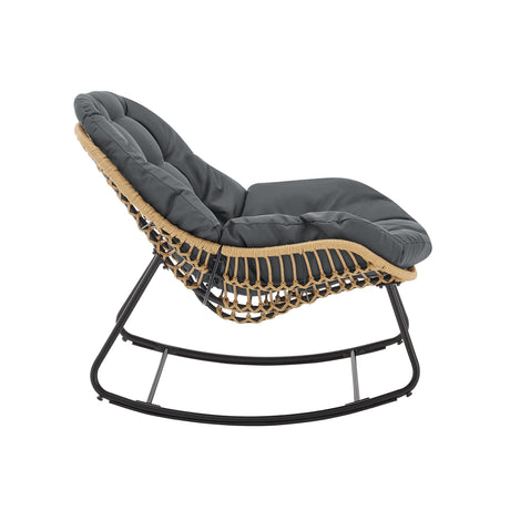Benson 3-Piece Patio Rocking Chair with Ottoman and Table in Grey by Manhattan Comfort at Eve Furniture