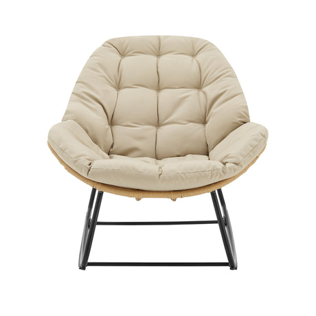 Benson 6-Piece Patio Rocking Chair Set with Ottomans and Tables in Cream by Manhattan Comfort at Eve Furniture