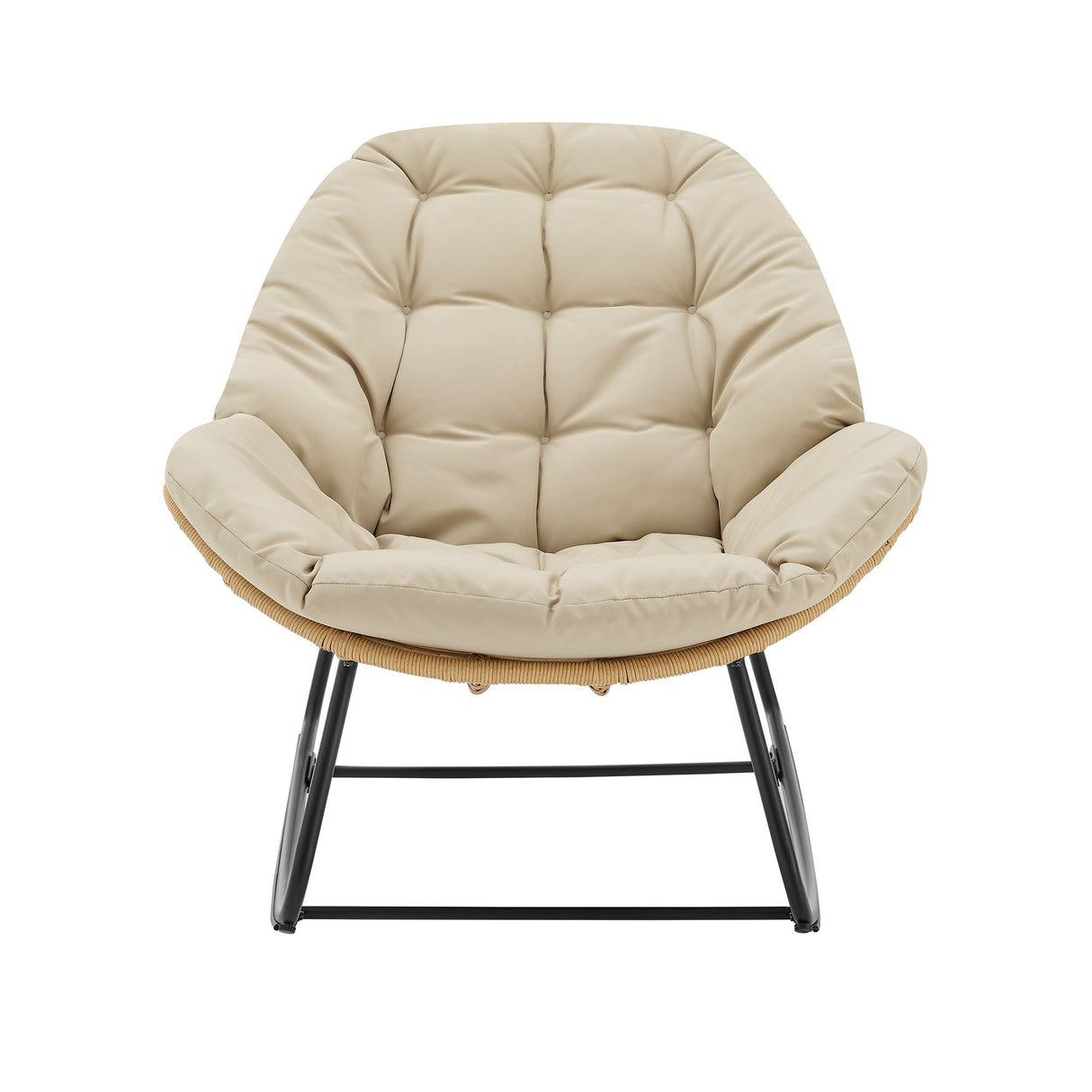 Benson 6-Piece Patio Rocking Chair Set with Ottomans and Tables in Cream by Manhattan Comfort at Eve Furniture