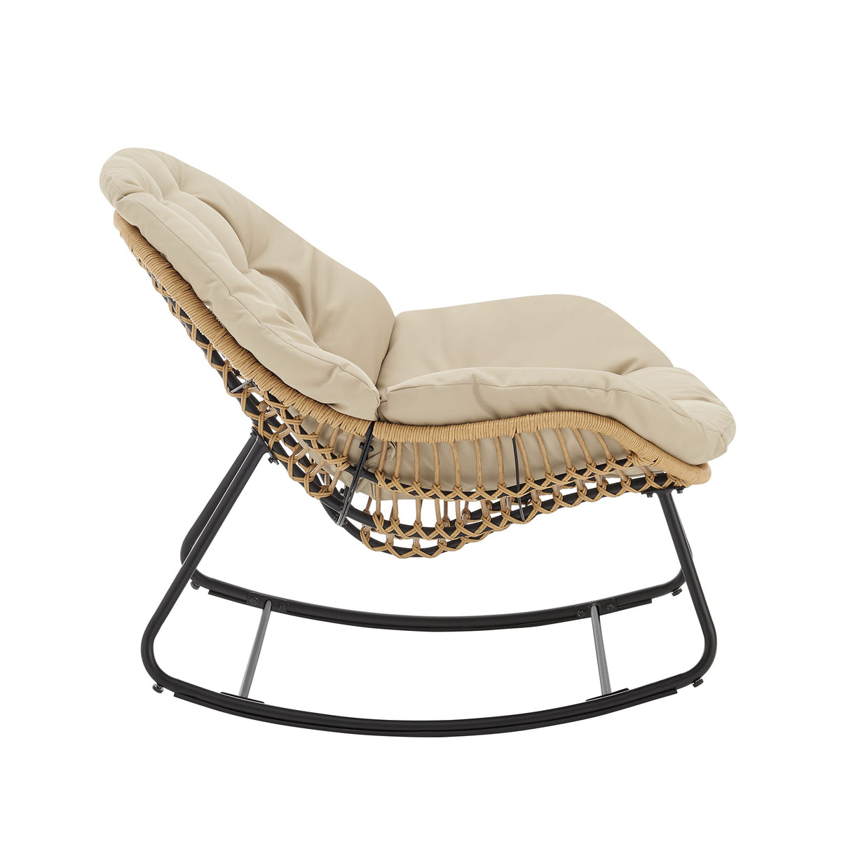 Benson 6-Piece Patio Rocking Chair Set with Ottomans and Tables in Cream by Manhattan Comfort at Eve Furniture