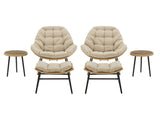 Benson 6-Piece Patio Rocking Chair Set with Ottomans and Tables in Cream by Manhattan Comfort at Eve Furniture