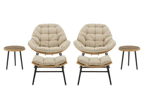 Benson 6-Piece Patio Rocking Chair Set with Ottomans and Tables in Cream by Manhattan Comfort at Eve Furniture