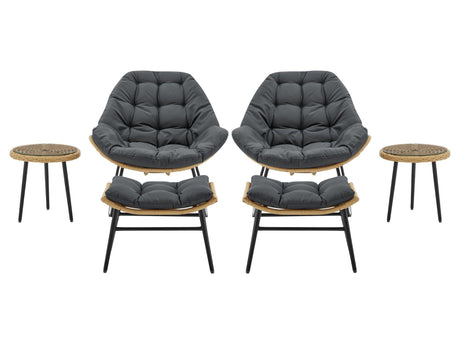 Benson 6-Piece Patio Rocking Chair Set with Ottomans and Tables in Grey by Manhattan Comfort at Eve Furniture