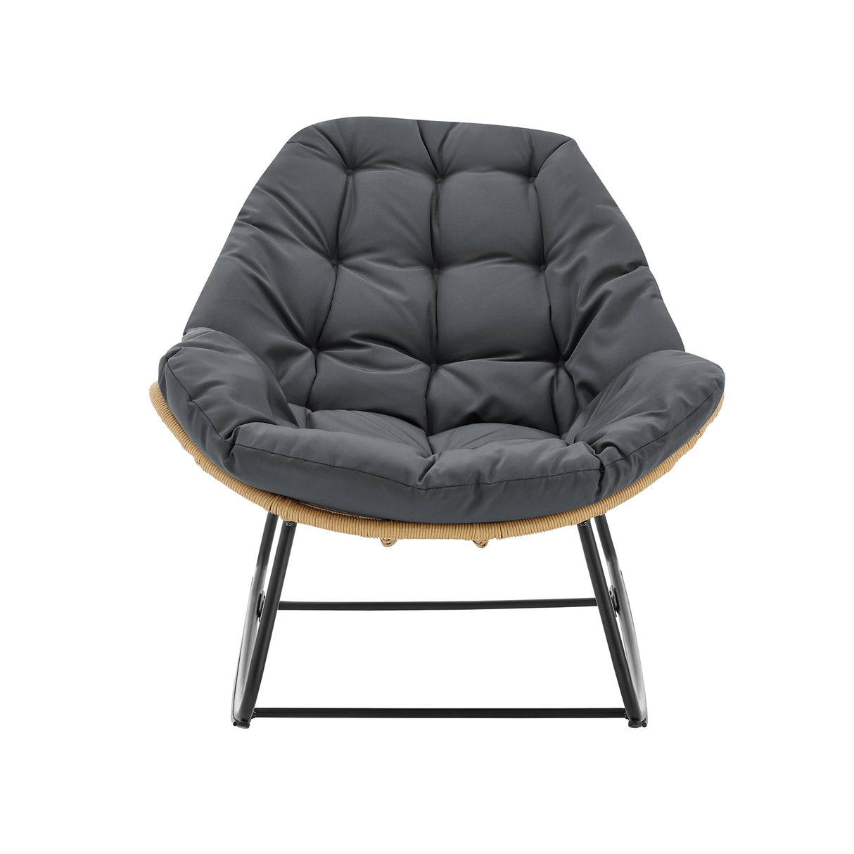 Benson 6-Piece Patio Rocking Chair Set with Ottomans and Tables in Grey by Manhattan Comfort at Eve Furniture