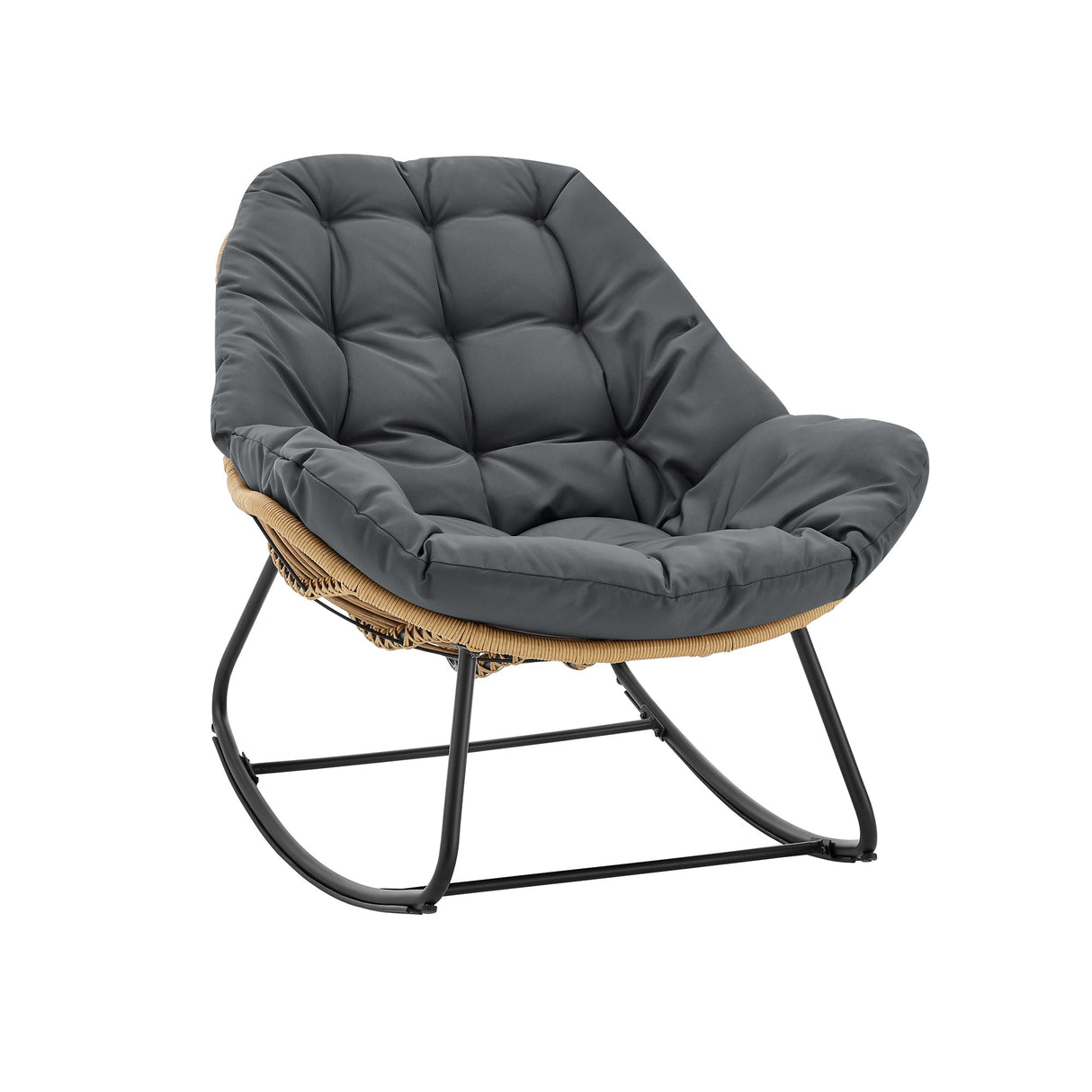 Benson 6-Piece Patio Rocking Chair Set with Ottomans and Tables in Grey by Manhattan Comfort at Eve Furniture
