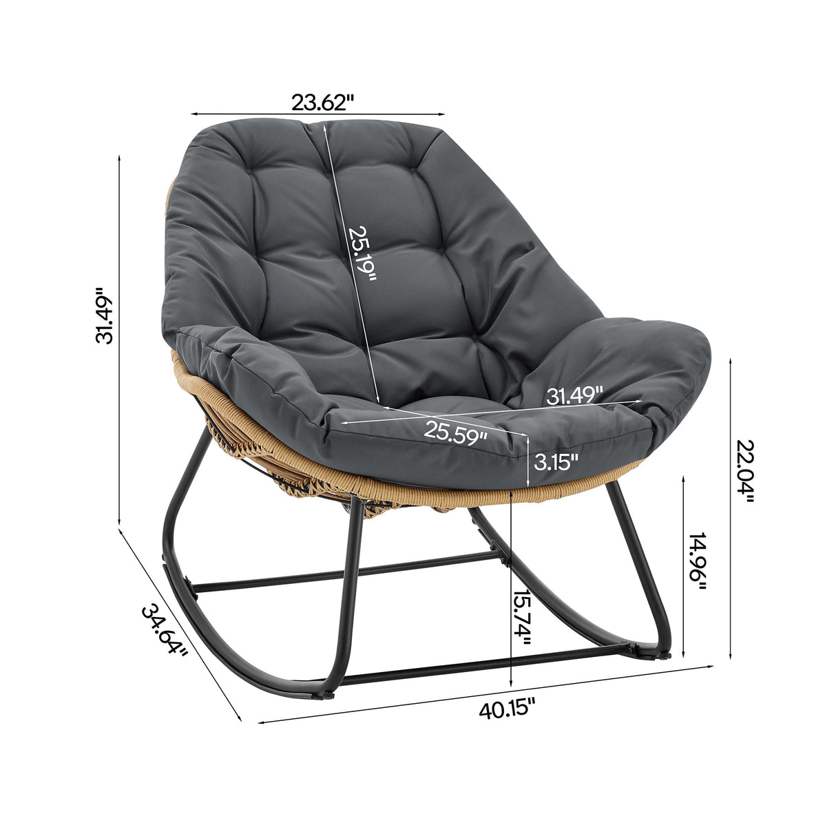 Benson 6-Piece Patio Rocking Chair Set with Ottomans and Tables in Grey by Manhattan Comfort at Eve Furniture