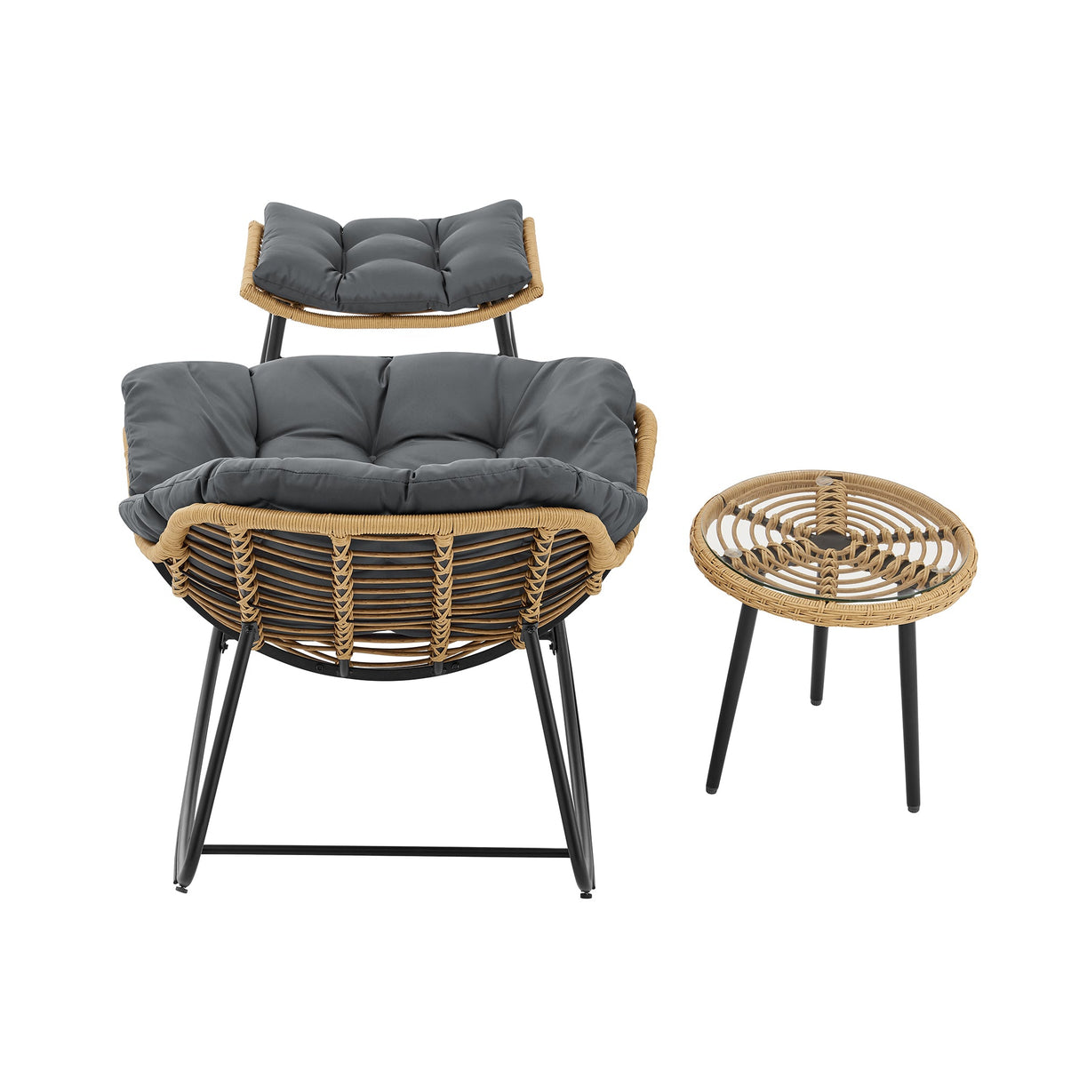 Benson 6-Piece Patio Rocking Chair Set with Ottomans and Tables in Grey by Manhattan Comfort at Eve Furniture