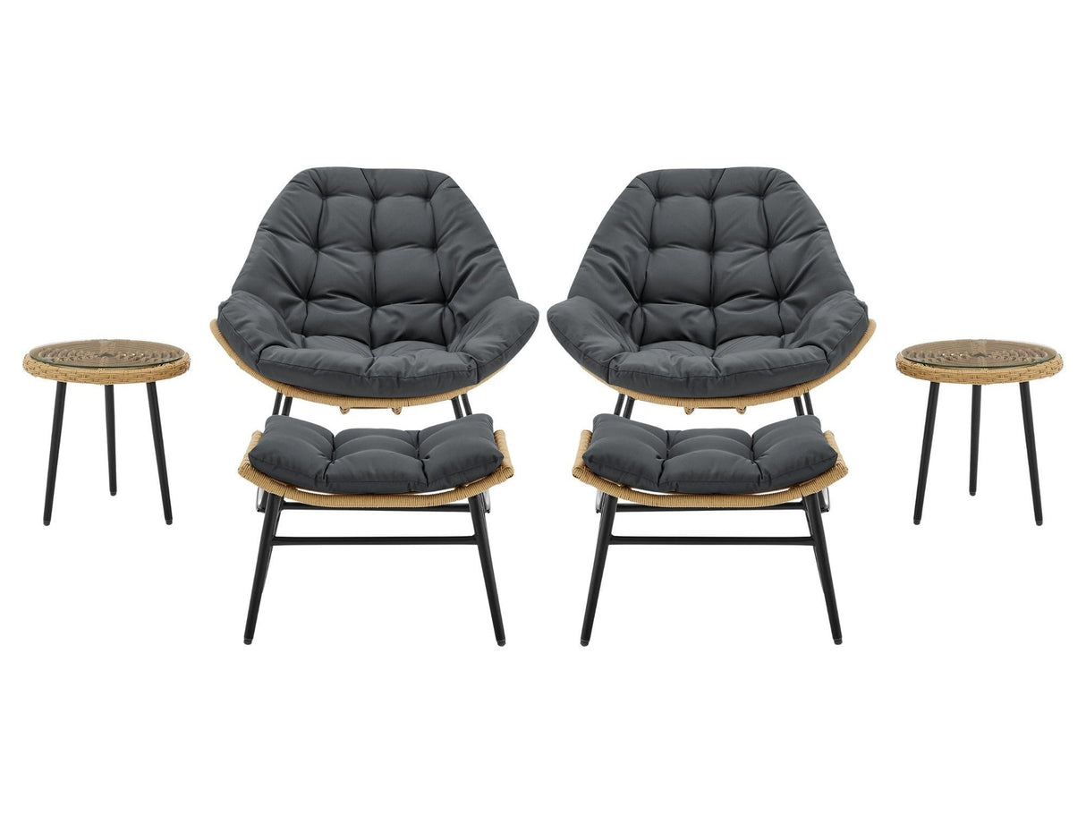 Benson 6-Piece Patio Rocking Chair Set with Ottomans and Tables in Grey by Manhattan Comfort at Eve Furniture