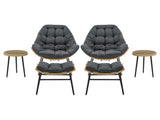 Benson 6-Piece Patio Rocking Chair Set with Ottomans and Tables in Grey by Manhattan Comfort at Eve Furniture