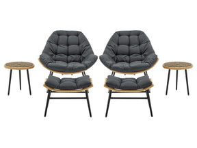 Benson 6-Piece Patio Rocking Chair Set with Ottomans and Tables in Grey by Manhattan Comfort at Eve Furniture