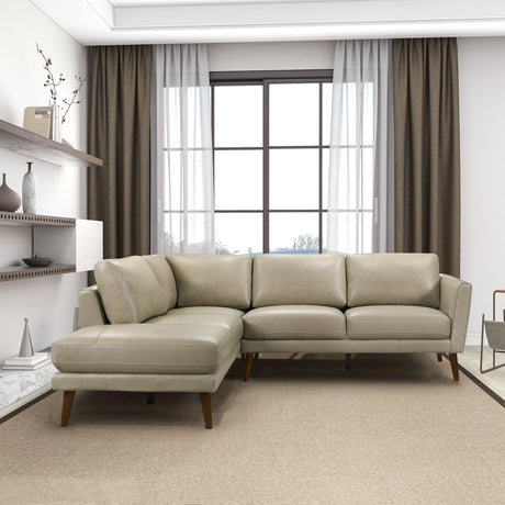 Benson Beige Leather Sectional Sofa Left Facing Chaise by Ashcroft Furniture at Eve Furniture