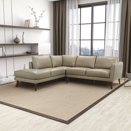 Benson Beige Leather Sectional Sofa Left Facing Chaise by Ashcroft Furniture at Eve Furniture