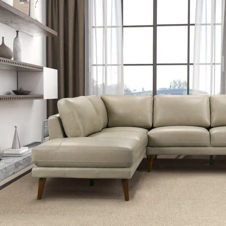 Benson Beige Leather Sectional Sofa Left Facing Chaise by Ashcroft Furniture at Eve Furniture