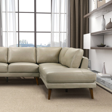 Benson Beige Leather Sectional Sofa Right Facing Chaise by Ashcroft Furniture at Eve Furniture