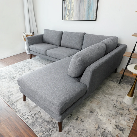 Benson Grey Fabric Sectional Sofa Right Facing Chaise by Ashcroft Furniture at Eve Furniture