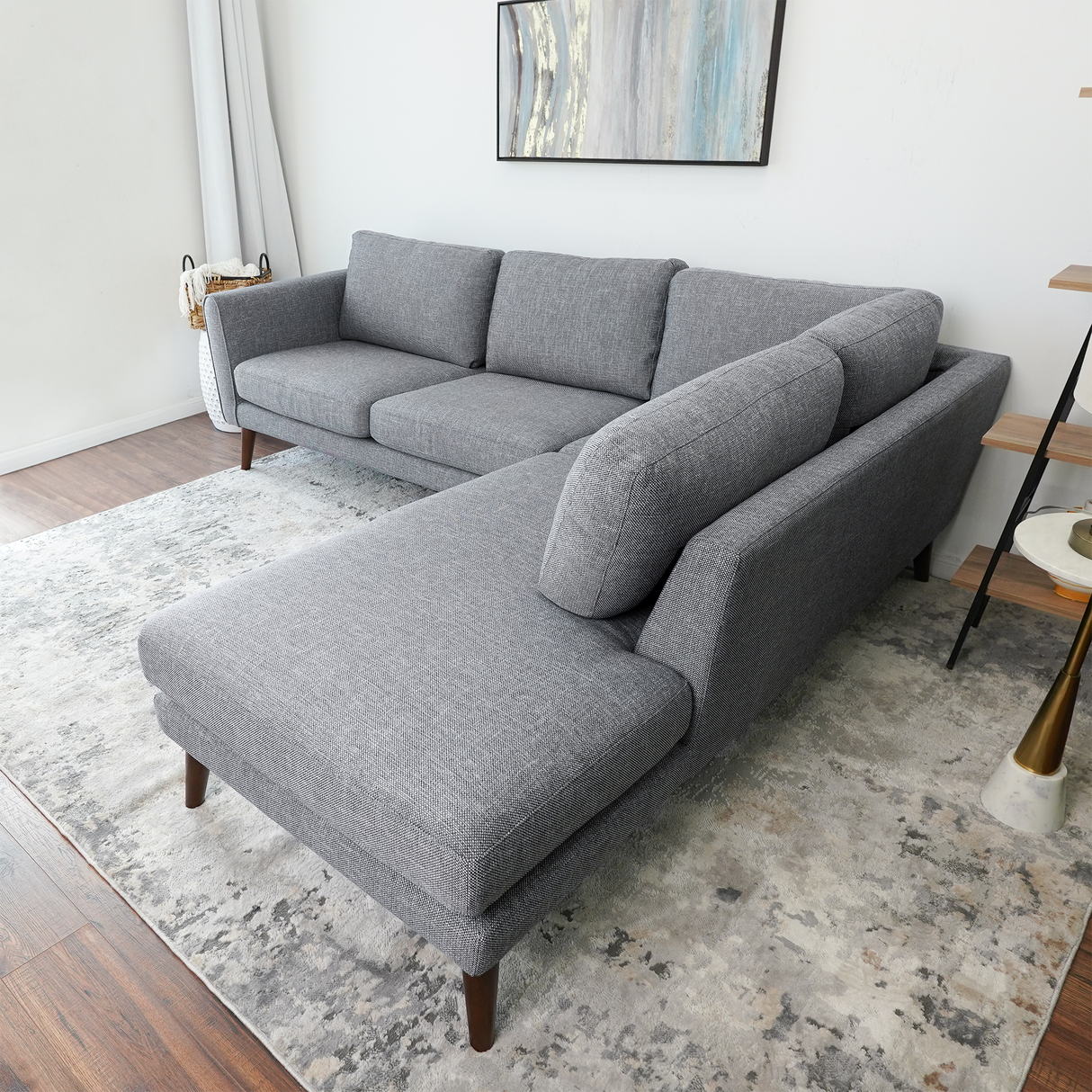 Benson Grey Fabric Sectional Sofa Right Facing Chaise by Ashcroft Imports at Eve Furniture