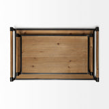 Benson Set of 2 Brown Wood Black Metal Trays by Mercana at Eve Furniture