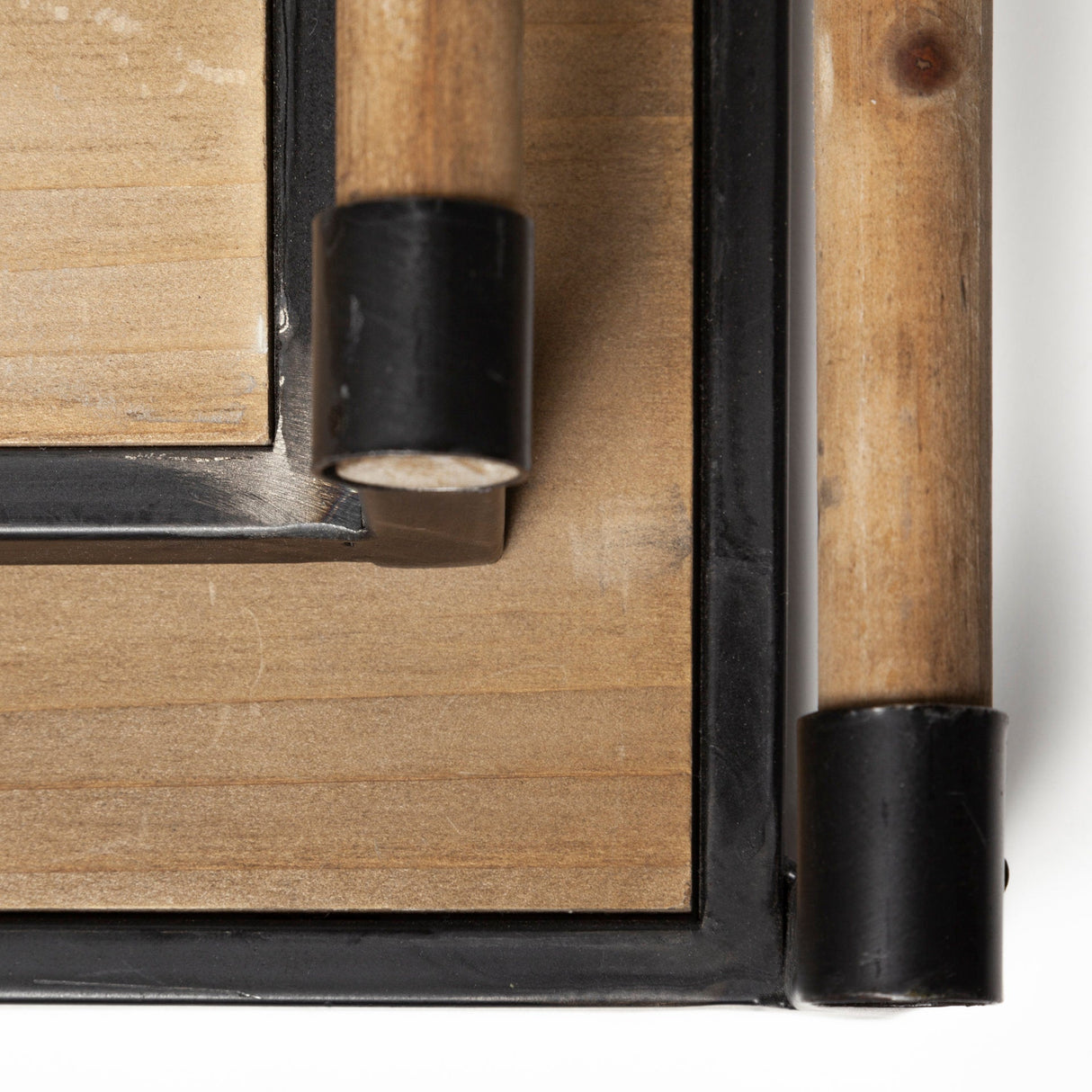 Benson Set of 2 Brown Wood Black Metal Trays by Mercana at Eve Furniture