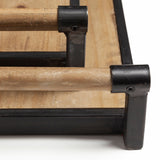Benson Set of 2 Brown Wood Black Metal Trays by Mercana at Eve Furniture