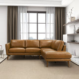 Benson Tan Leather Sectional Sofa Right Facing Chaise by Ashcroft Furniture at Eve Furniture