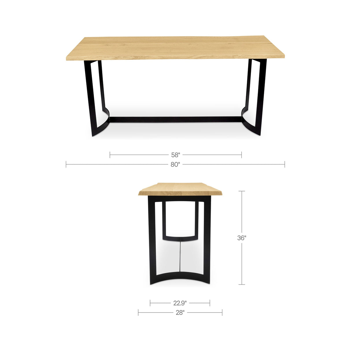 Bent Natural Oak Counter Table by MOES at Eve Furniture