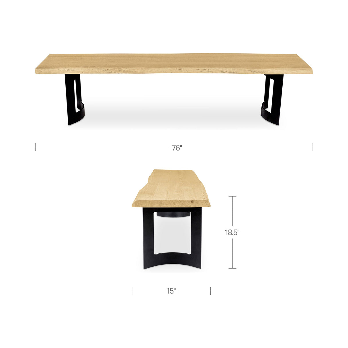 Bent Natural Oak Extra Small Bench by Moe's Home at Eve Furniture