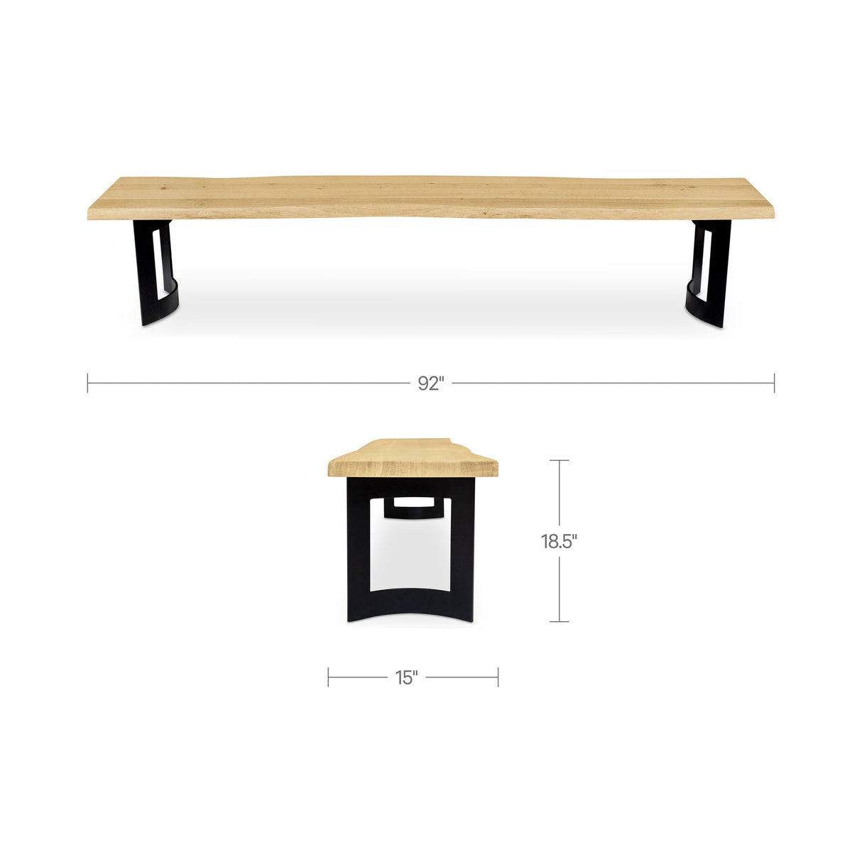 Bent Natural Oak Small Bench by Moe's Home at Eve Furniture