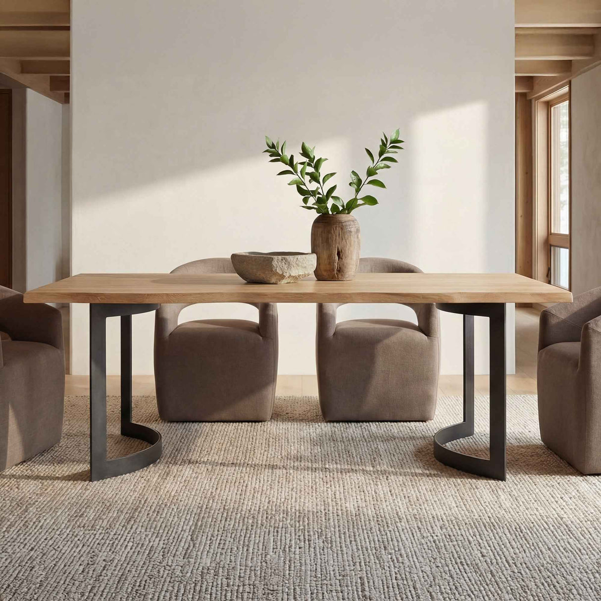Bent Natural Oak Small Dining Table by Moe's Home at Eve Furniture