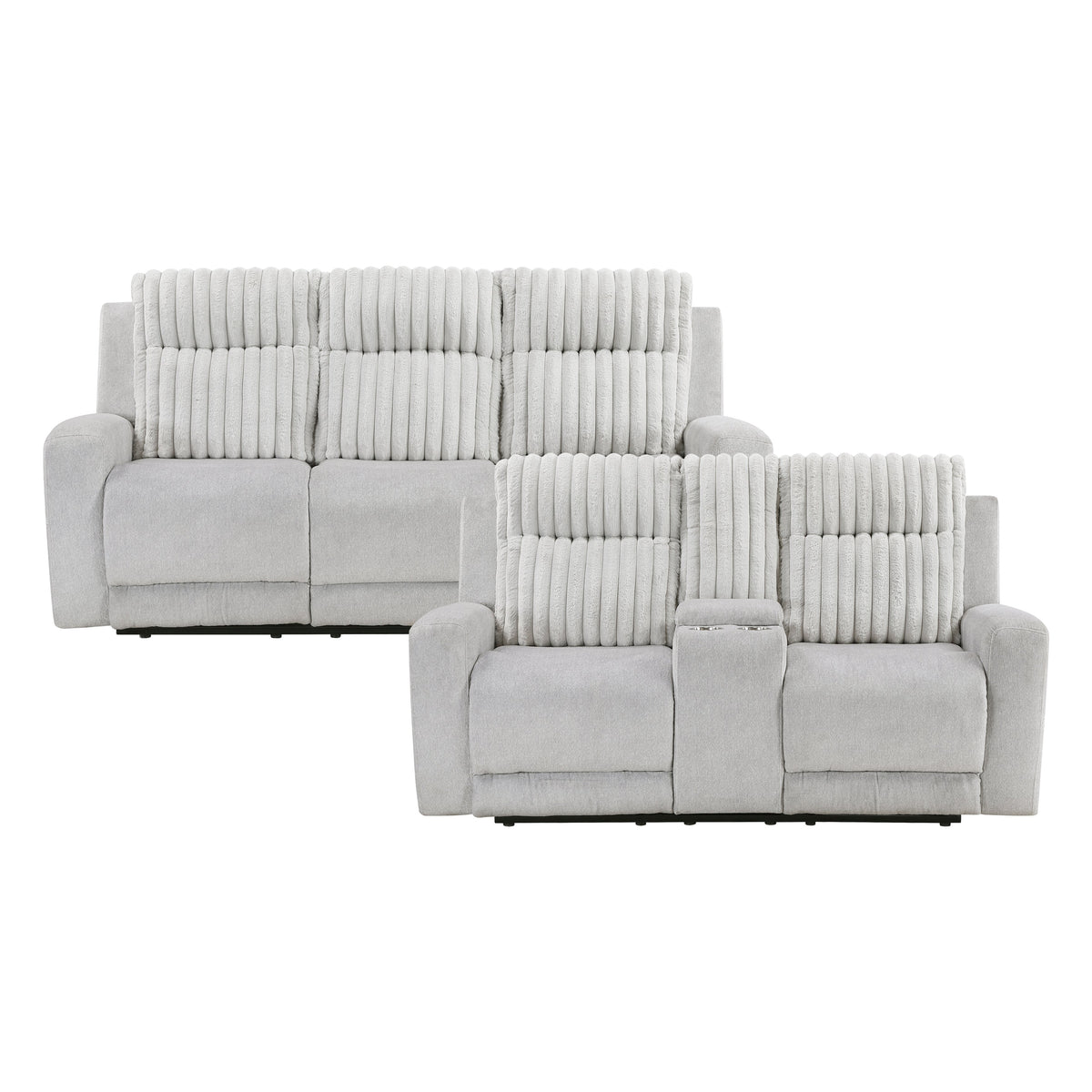 Benton Light Gray 2-Piece Double Reclining Set by Homelegance at Eve Furniture