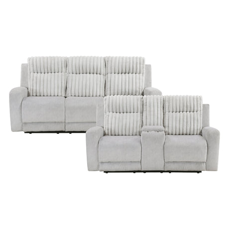 Benton Light Gray 2-Piece Double Reclining Set by Homelegance at Eve Furniture