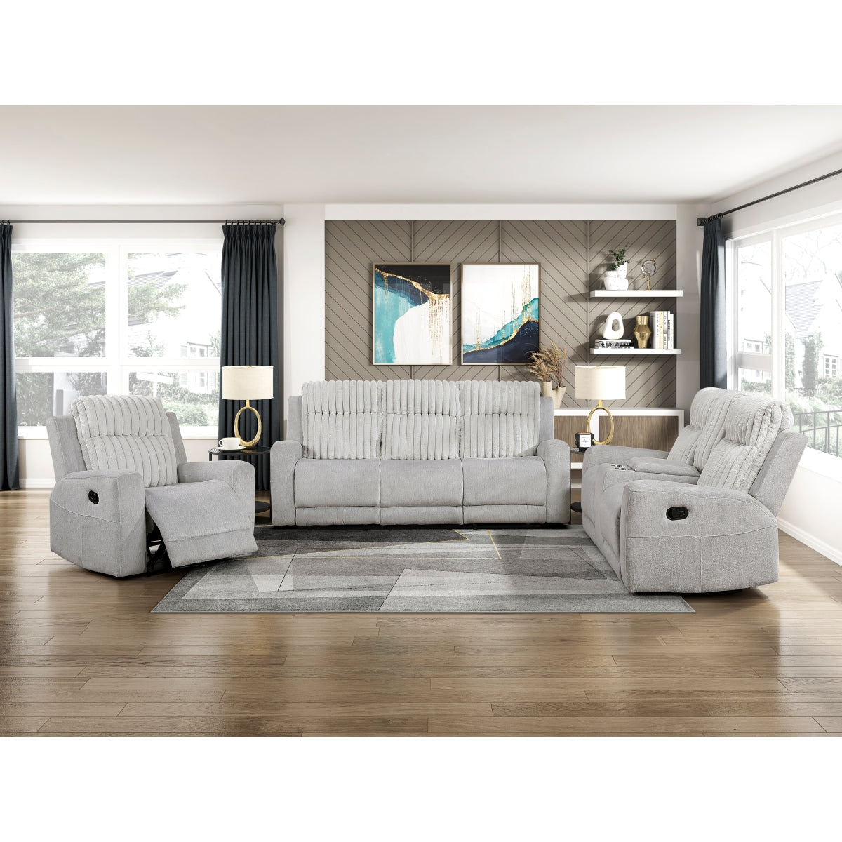 Benton Light Gray Double Reclining Living Room Set by Homelegance at Eve Furniture