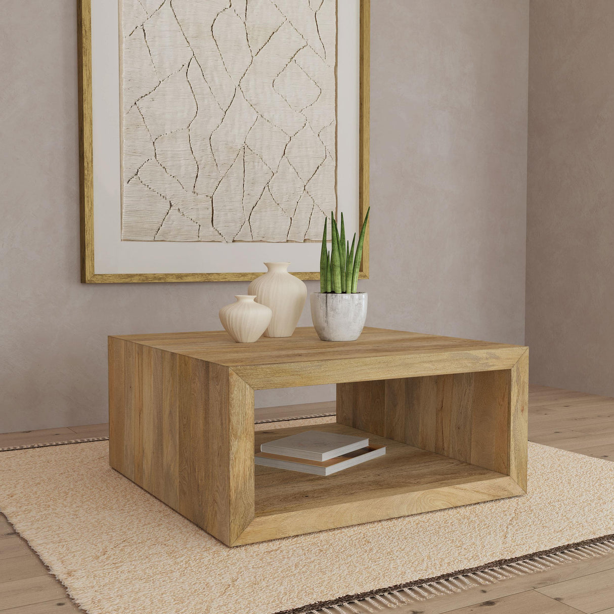 Benton Natural Square Solid Mango Wood Coffee Table by Coaster at Eve Furniture
