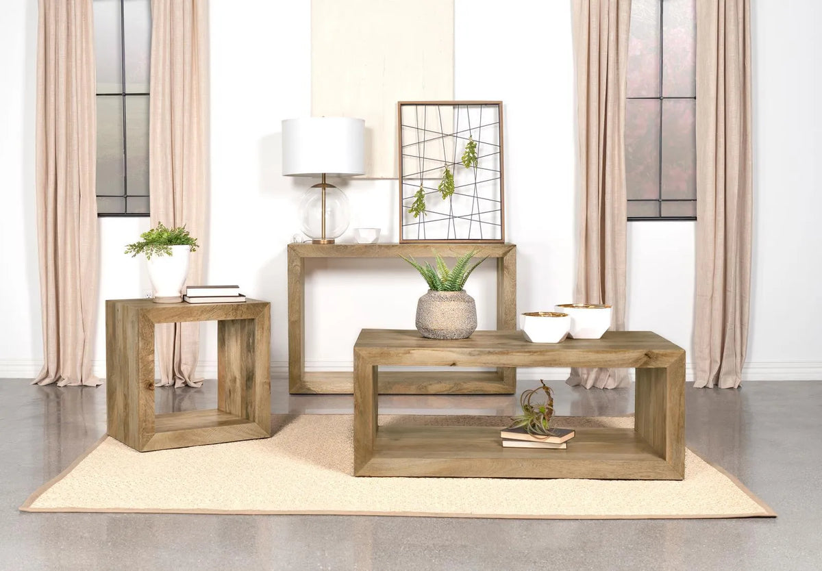Benton Rectangular Solid Wood Coffee Table Natural by Coaster at Eve Furniture