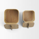 Benton White-Washed Wood w/ Brass Handle Decorative Box Set by Mercana at Eve Furniture