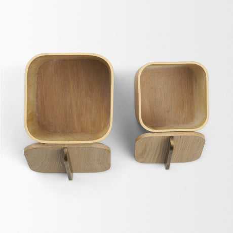 Benton White-Washed Wood w/ Brass Handle Decorative Box Set by Mercana at Eve Furniture