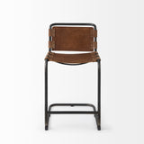 Berbick 20.5 x 24.75 x 39 Medium Brown Leather W/ Iron Frame Counter Stool by Mercana at Eve Furniture