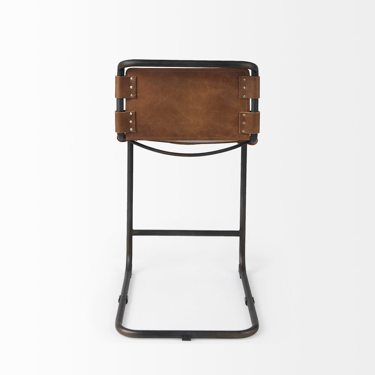 Berbick 20.5 x 24.75 x 39 Medium Brown Leather W/ Iron Frame Counter Stool by Mercana at Eve Furniture