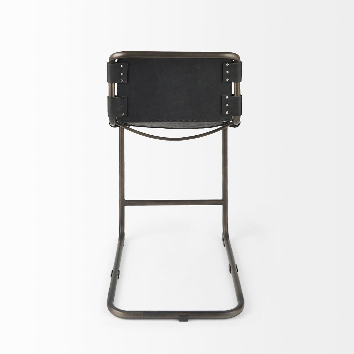 Berbick 21L x 25W x 38H Black Leather W/ Iron Frame Counter Stool by Mercana at Eve Furniture
