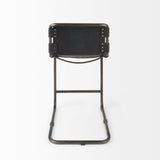 Berbick 21L x 25W x 38H Black Leather W/ Iron Frame Counter Stool by Mercana at Eve Furniture