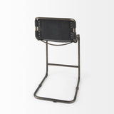 Berbick 21L x 25W x 38H Black Leather W/ Iron Frame Counter Stool by Mercana at Eve Furniture