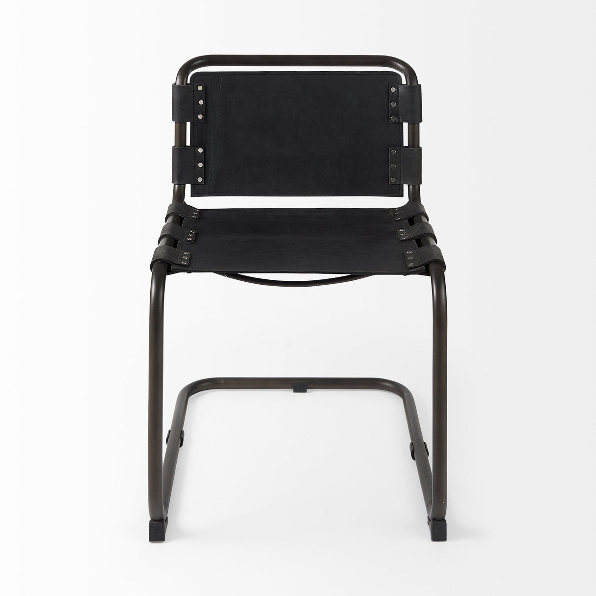 Berbick 33" Total Height Black Leather w/ Iron Frame Dining Chair by Mercana at Eve Furniture