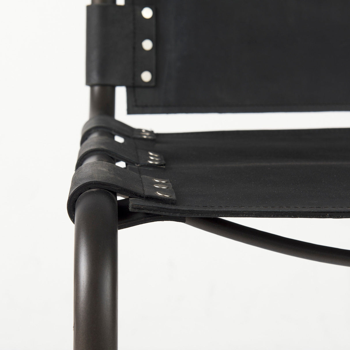 Berbick 33" Total Height Black Leather w/ Iron Frame Dining Chair by Mercana at Eve Furniture