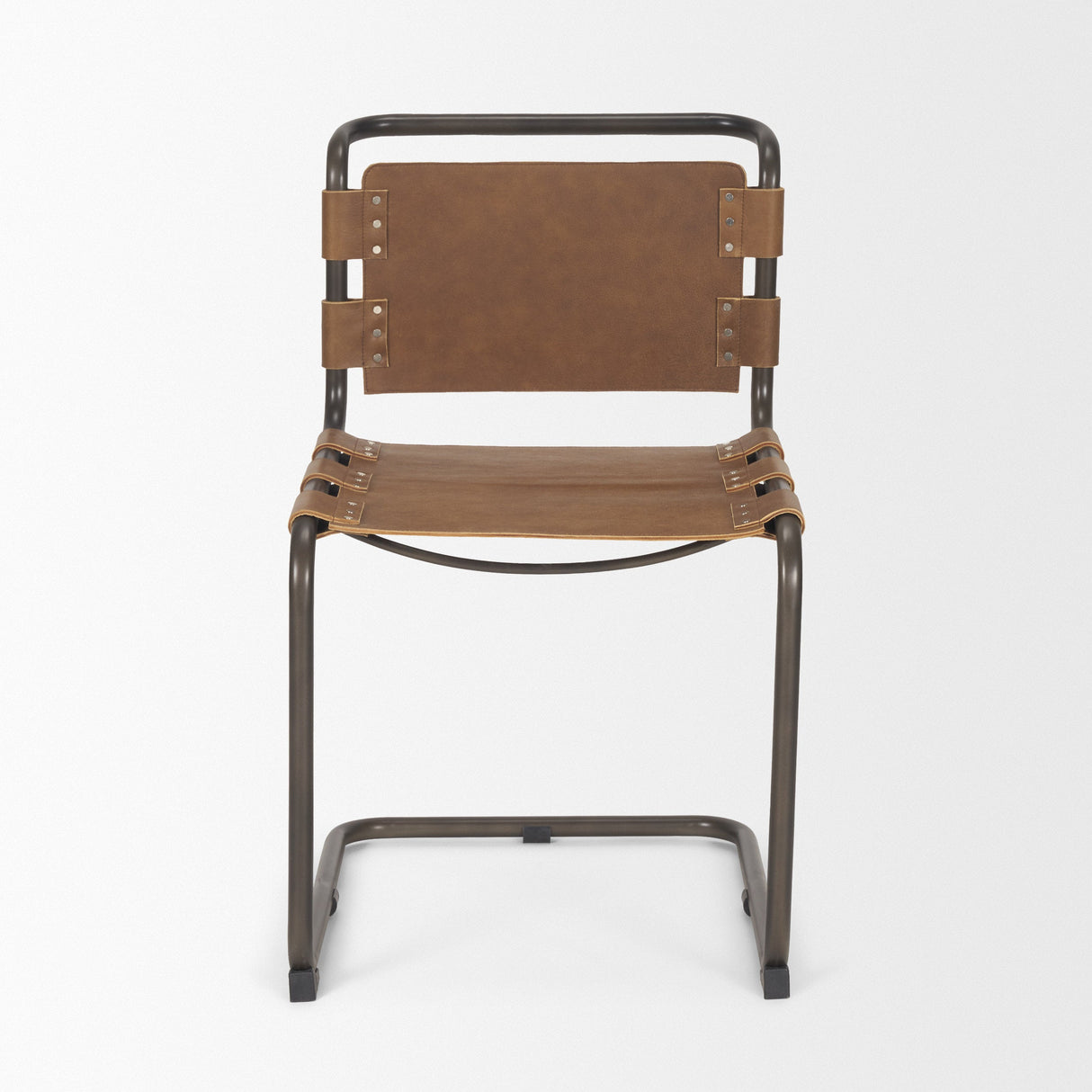 Berbick 33" Total Height Medium Brown Leather w/ Iron Frame Dining Chair by Mercana at Eve Furniture